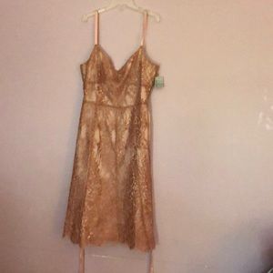 Spaghetti string girls dress. Rose gold lace